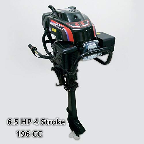 HYYKJ Outboard Motor Boat Engine 6.5 HP 4 Stroke 196CC Outboard Motor Marine Inflatable Fishing Boat Engine with CDI Water Air Cooling System 25\'\' Shaft (6.5 HP 4 Stroke 196CC 25\'\' Shaft)