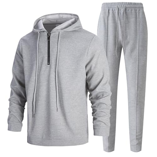 Ensemble homme à manches longues coupe moderne et confortable gris à capuche