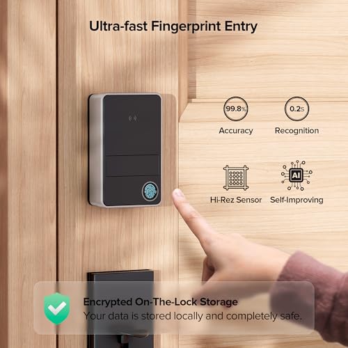 Image of X3 Apple Home Key Door Lock Deadbolt, iOS ONLY, Smart Keyless Entry Door Lock with Fingerprint, Works with HomeKit Over Thread (Border Router), Voice /App /Remote Control, IP65 Weatherproof, Silver