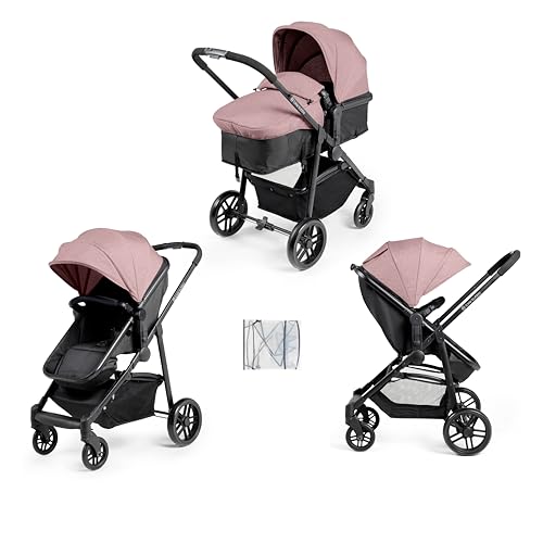 Ickle Bubba Star - Cochecito 2 en 1, apto desde el nacimiento hasta 15 kg (aprox. 3 años*), asiento convertible, plegable con una sola mano, toldo UPF 50+, cesta espaciosa y ruedas duraderas (rosa
