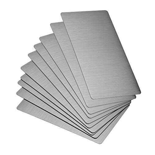 sourcing map 10 Stück Leere Metall Karten 80x40x0.4mm Dunkelgrau Metallkarte Edelstahl Platte DIY Lasergravur Rohlinge Tag für Klingelschild Visitenkarten Namensschilder Briefkasten Türschilder