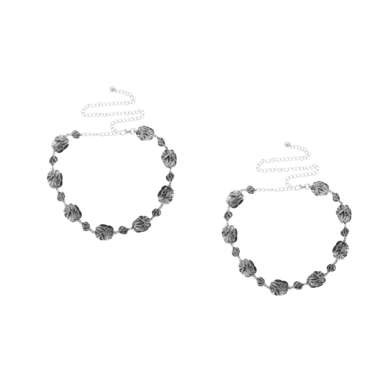 2 Piezas Cinturón de Cadena Metálica Ajustable Flores Diseño Apilable para Mujer Elegante Cinturón de Cintura para Vestidos Vaqueros y