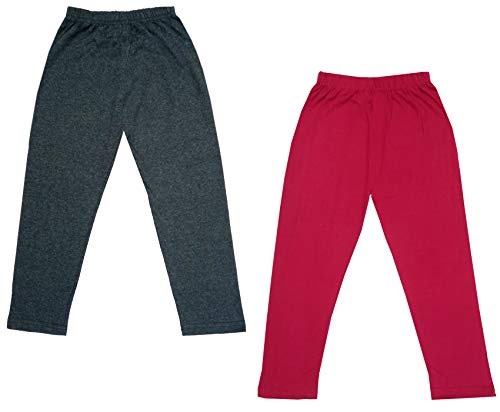Image of IndiWeaves Girls Super Soft Cotton Solid Capri Pants (Magenta, Grey, 8-9 Years) Pack of 2