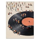 YYS Vintage Music Posters Trendy Vinyl Record Player Canvas Wall Art 90s Music Lover Print Modern Pop Bar Painting Minimalist Aesthetic For Living Dining Room Music Room Decor 12x16in Unframed