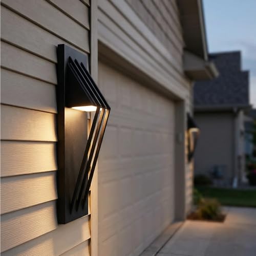 Image of Hyunbae Outdoor Wall Sconce,17.7inch Modern Exterior Lighting Fixture Waterproof, 10W Dimmable LED Outdoor Porch Lights for House Garage Patio, Black, 3000K
