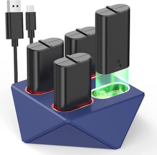 Rechargeable Battery Pack for Xbox One/Xbox Series X|S, Y Team 4 x 1200mAh Xbox Batteries Pack with Charging Station Dock Charger Pack Kit for Xbox One S/One X/One Elite, Xbox Series X|S Controllers