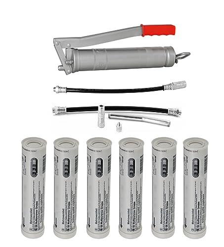 Produktfoto von KS-Direkt Fettpresse Einhand Einhandfettpresse Handpresse Presse Schmierpresse Mehrzweckfett (Fettpresse + Zubehör + 6X&hellip;