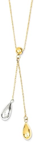 Miniatura 8 de Collar de cadena de oro blanco amarillo de 14 quilates con forma de lágrima de oro blanco y amarillo, colgante de gota, joyería fina para mujer,