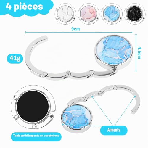 UTOCLEC Lot de 4 Supports de Sac à Main de Table, Crochet de Sac à Main, Support de Crochet de Sac Antidérapant Pliable, pour Table ou Bureau Suspension Sac à Mmain, Petits Objets – vue 2