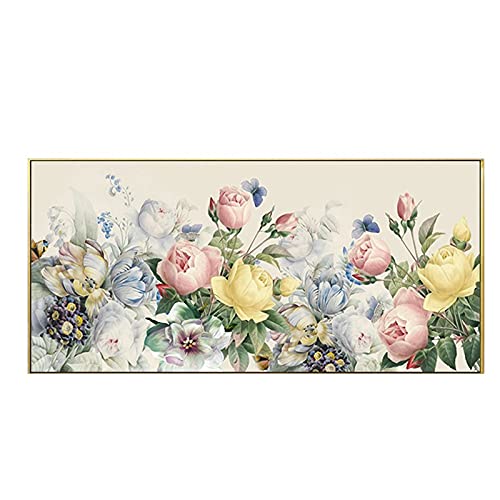 Kit broderie diamond painting complet 40x100 cm avec motif de fleurs colorées pour salon