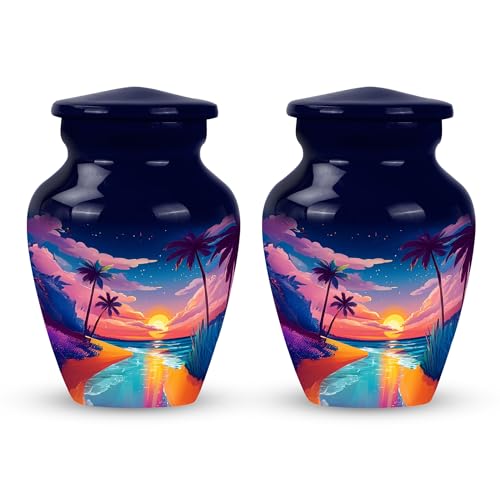 Image of Beach Urn Burial Decorative Urn for Mom & Dad 3 Inch 2 Qty | Funeral Cremation Urns for Ashes Human Remains Urns