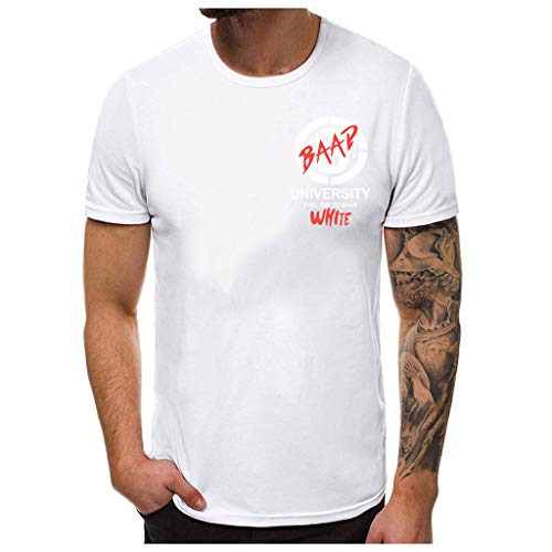 FONMA Fashion Men's Summer Casual Printing Tees T-Shirt Short Sleeve Top Blouse White