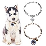 Contenido del paquete: recibirás un collar de cadena de perro de plata con colgante de pata y un collar de cadena de perro dorado con campana y colgante de husky.