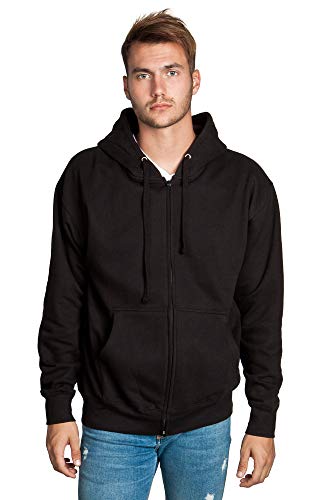 Men's Full Zip Ultimate Heavyweight Fleece Hoodie Black #TOP2