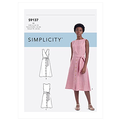 Patron Simplicity R10593 robe chic dos croisé haut de gamme