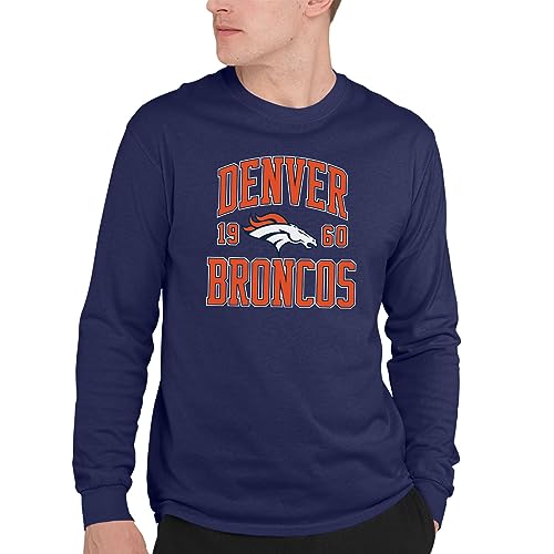 Hybrid Sports NFL - Denver Broncos - Established - Men's and Women's Long Sleeve Fan Shirt - Size X-Large - Denver Broncos - Navy