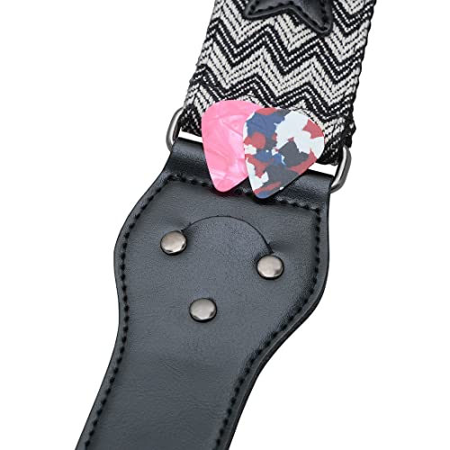 EUKKIC, Sangles de guitare en coton avec poche pour et extrémités en cuir pour guitare électrique et acoustique, avec 2… - Les Beatles, Paul McCartney, John Lennon, RIngo Starr, George Harrison EUKKIC, Sangles de guitare en coton avec poche pour et extrémités en cuir pour guitare électrique et acoustique, avec 2… – Image 4