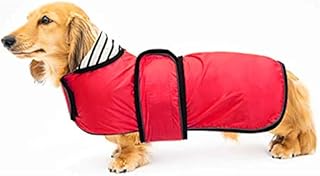 Geyecete Dog Jacket Adjustable Lightweight Dachshund Raincoat with Reflective Straps and Harness Hole Best Gift for Dachshund -Yellow -L