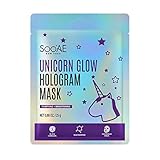 Soo'AE Unicorn Glow Hologram Mask [1 EA] Clarify Brightening Hydrating Holographic Foil mask with Binchotan Activated Black charcoal Niacinamide Witch Hazel Detoxifying Soothing Mask