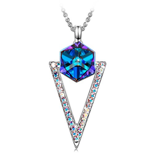 SIVERY 'Love in Eiffel' Stud Earrings with Blue Crystal, Jewelry for Women Gifts for Her (Love in Eiffel Necklace)