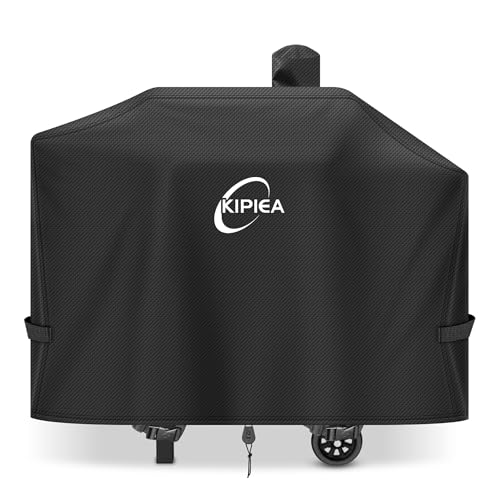 Image of Kipiea 600D Heavy Duty Pellet Grill Cover for Camp Chef SmokePro 24 Series, Waterproof Wood Pellet Smoker Cover with Windproof Buckles, UV Resistant, No Tear, No Fading