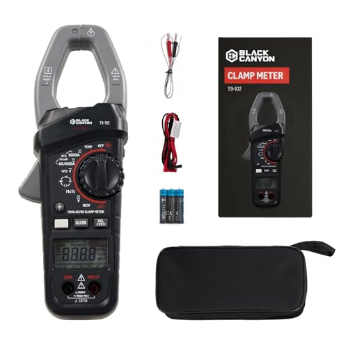 BLACK CANYON Digital Clamp Meter – TRMS AC/DC Clamp Multimeter 1000A, Amp Meter, DC Amp Meter, Inrush Current, Voltage, Resistance, Capacitance, Diode, Temp, NCV, Backlight LCD by BLACK CANYON - Used condition - US$66.52