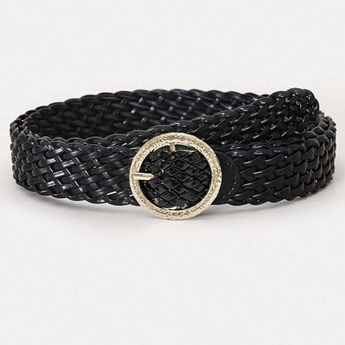 Women Woven Belts Glitter Belt Casual PU Leather Belts for Dresses Jeans Pants4