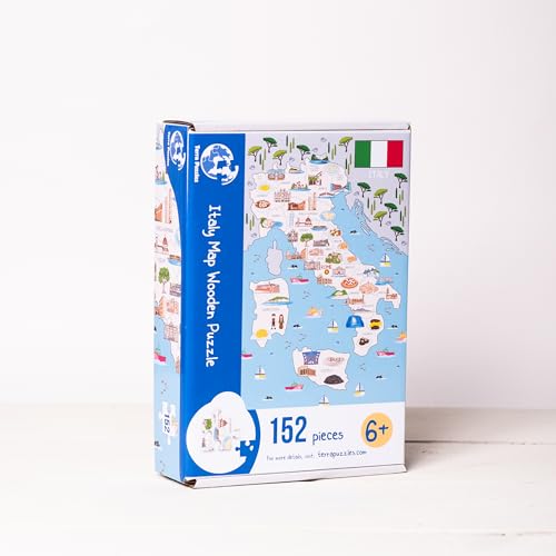 Terra Puzzles Italy Map Wooden Jigsaw Puzzle 152 Piece, 10x15 inches