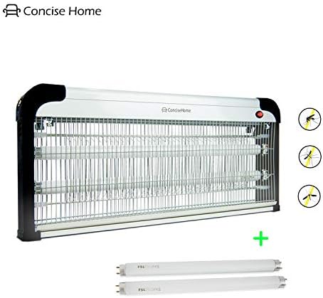 Concise Home and Insect Killer 20w/30w/40w Light UV Attract to Zap Flying Insects Silver, with 2 Gift Tubes (40w)