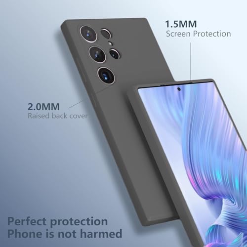 Image of DIZORO for Samsung Galaxy S23 Ultra Phone Case Liquid Silicone, Cute Thin Slim Soft Rubber TPU Plain Smooth Gel Back Cover for Women Girl Men, Matte Solid Protective & Shockproof Bumper Dark Grey,