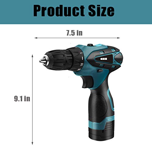 Einstellbare wiederaufladbare elektrische Bohrmaschine mit Li-Ionen-Akku Ergonomische Akku-Bohrmaschine mit Variabler Geschwindigkeit zum Schrauben, Befestigen und leichten Bohren von Holz und Ku – Bild 7