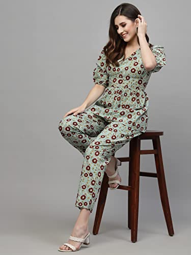 Image of Stylum Women's Self Woven Kantha Cotton Kurti Pant Set