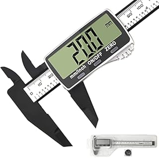 Vodlbov Suwmiarka cyfrowa, 150 mm / 6 cali tworzywo sztuczne włókno węglowe, wysoce precyzyjna, cyfrowa suwmiarka z dużym wyświetlaczem LCD do pomiaru zewnętrznego, wewnętrznego i głębokości, cyfrowa