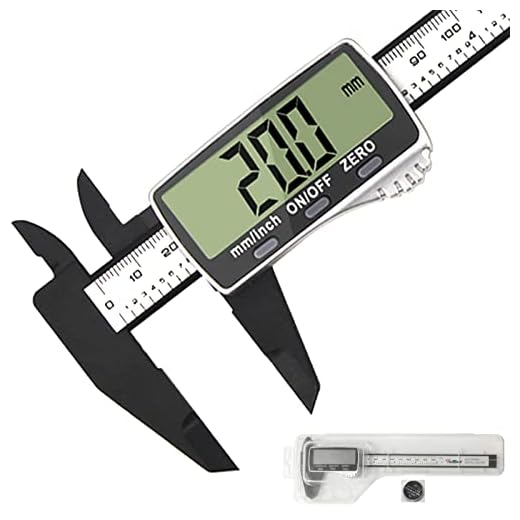 Vodlbov Digitalt mätreglage, 150 mm/6 tum kolfiber högprecision digitalt skjutreglage med stor LCD-skärm för yttre och inre dimensioner, digitalt mätverktyg
