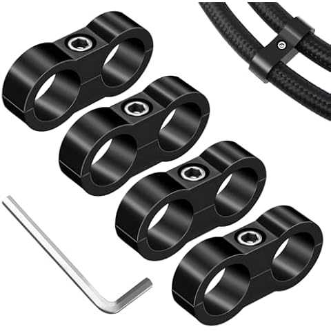 Eoppen 4Pcs 8AN Hose Separator Clamp - Fuel Line Clamp Aluminum Hose Fitting Adapter for 1/2 Fuel Hose Cover
