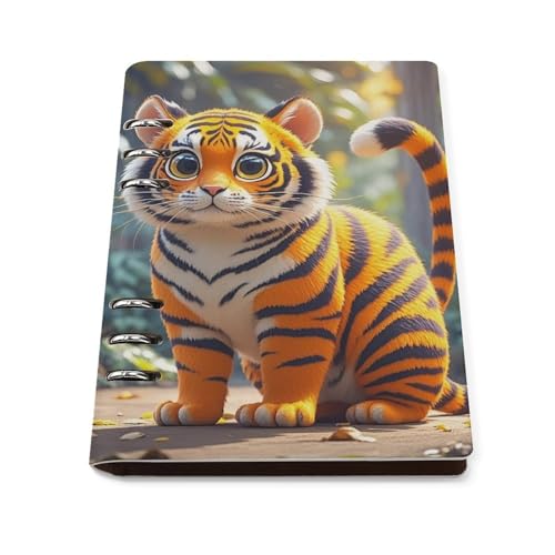 Carnet de notes A5 en cuir synthétique avec motifs Tiger Stripes et 90 feuilles rechargeables