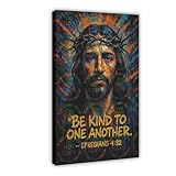 ZYGNBHL Kunstdruck auf Leinwand, Motiv: Epheser 4 / 32, Jesus' Lehre, religiöser Glauben, Kunstdruck auf Leinwand, für Zuhause, Schule, Büro, Dekorrahmen, 61 x 91,4 cm
