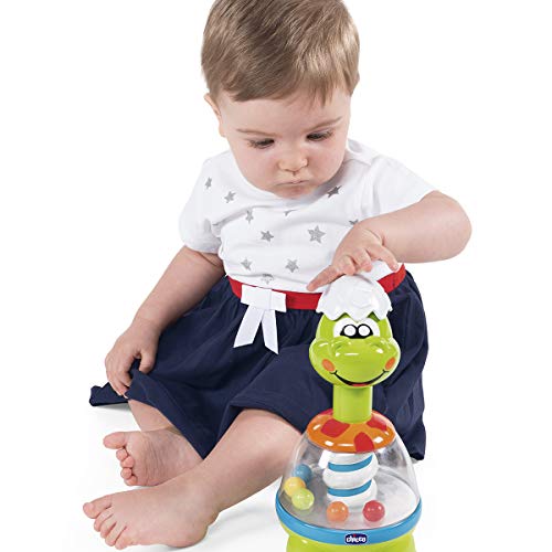 Chicco Dino Le Dinosaure Toupie avec sphères colorées bouton et miroir central pour jeux de lumière cadeau pour bébés et enfants de à - vue 2