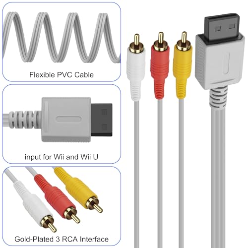 MEIRIYFA Audio Video AV Kabel für Wii und Wii U, 2Pack Audio Video AV RCA Video Kabel TV Composite Cord für Konsole TV Systeme (1.8M)