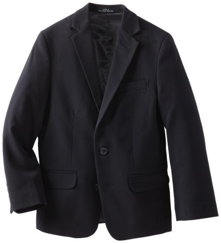 Calvin Klein Boys' Little Bi-Stretch Blazer Suit Jacket, 2 Single Breasted Closure, Buttoned Cuffs & Front Flap Pockets, Navy, 7