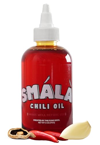 Smala Chili Oil - Chinese & Italian Inspired - Perfect For Drizzling On Noodles, Pizza, Dumplings & More - Tingly, Spicy, Savory, Umami & Smooth - Vegan, Gluten Free - Created By The Fung Bros (6 oz Bottle - 1 Pack)