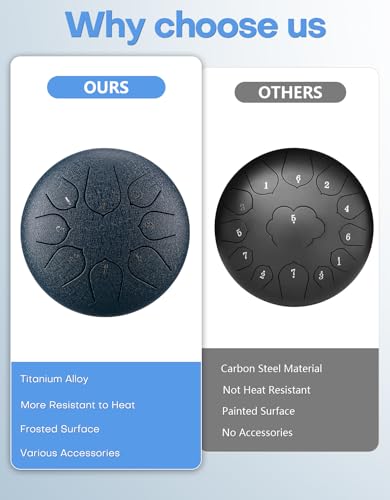 Rain Drum Set, Outdoor Garden Rain Drum, 6 inches 8 Tone Steel Tongue Drum Rain Chime, Handpan Instrument Meditation Drum - Image 3