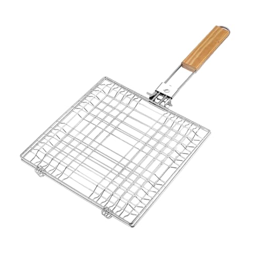 VINTORKY Cesta de Asar de Pescado Inoxidable Accesorio de Barbacoa Plegable Parrilla para Carne y Verduras Utensilio de para Camping y Cocina al Aire