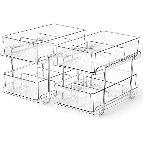 OnDisplay Organizador Acrílico de 2 Niveles para Cosméticos/Baño/Despensa/Refrigerador con Divisiones - Bandeja Organizadora para Encimera de Baño, Bajo Fregadero, Interior de Armario, Cocina miniatura 1