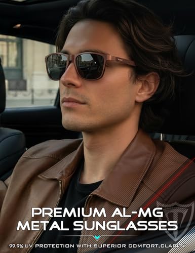 Miniatura 2 de Attcl Gafas De Sol Polarizadas Retro Con Marco De Metal Para Hombre, 8587-C9-Arena-Rojo-Gris No Espejado, Medium