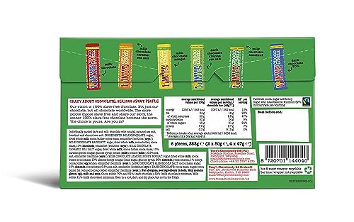 Tony's Chocolonely Rainbow Tasting Pack Christmas Edition - Small Chocolate Bars - Gifting Package - 6 Different Flavours - Dark and Milk Chocolate Gift - Sweets To Share - Belgian Fairtrade Chocolate