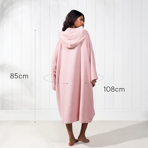 Brentfords Kapuzen Handtuch Poncho für Erwachsene, groß, zum Baden, Schwimmen, Surfen, Strand, saugfähige Mikrofaser, Damen und Mädchen, schnell trocknender Handtuch-Poncho, Blassrosa