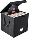 Maphissus 12 inch Vinyl Record Storage Box, Collapsible Crate & LP Album Storage, Stackable & Collapsible Organizer Crate Cube Bins with Lid
