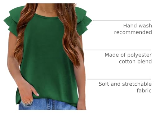 Image of Girls T Shirts Ruffle Short Sleeve Round Neck Loose Blouse Summer Solid Color Casual Girl Tee Tops for 3-12 Years