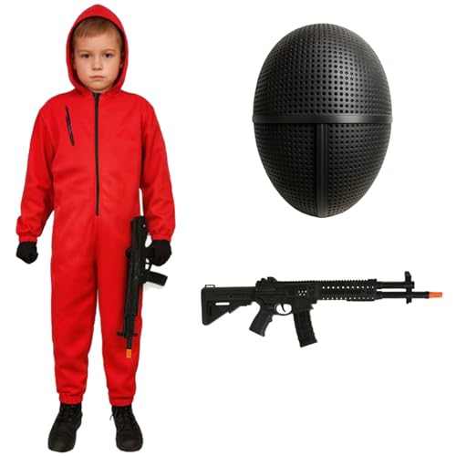 ZZ DISFRAZZES | Disfraz Soldado Niño, Kit Disfraz Soldado Mono Rojo Infantil Carnaval - Mono Rojo, Traje Guardia con accesorios para Carnaval (7-9 años)
